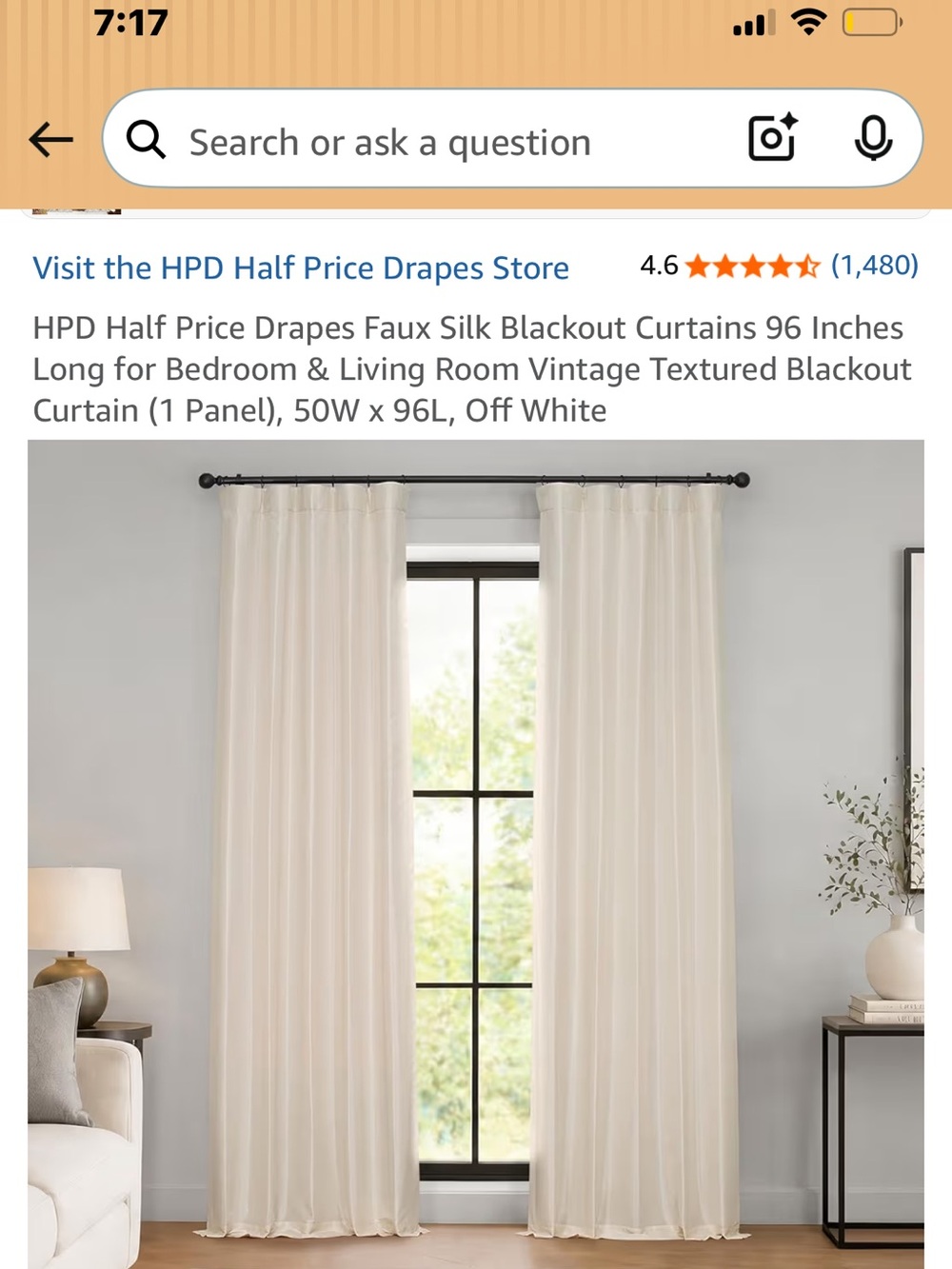 96in Neutral off white Blackout Curtain Panel - Home Accents four panels.